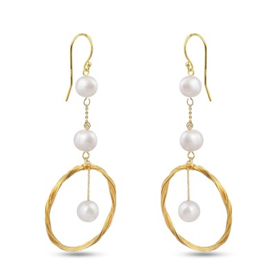 Серьги (жемчуг белый; покрытие золото), Есть комплект