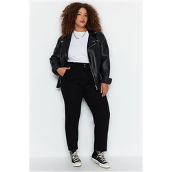 Trendyol Curve Siyah Yüksek Bel Mom Fit Jeans TBBAW24CJ00031