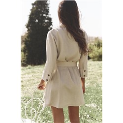 BELTED LINEN MINI DRESS