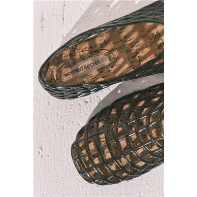 Sandalias jelly efecto red negras