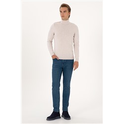 Erkek Slim Fit Boğazlı Yaka Taş Basic Kazak