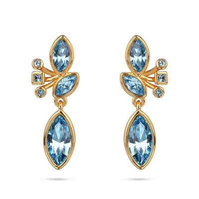 Серьги Эйва (кристаллы SW аквамарин; покрытие золото), Есть комплект