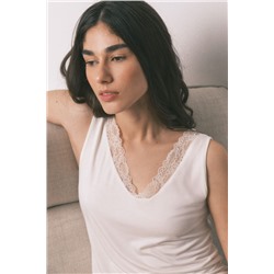 Camiseta punto súper suave beige