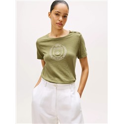 Laurel Crest Logo Slub Cotton T-Shirt