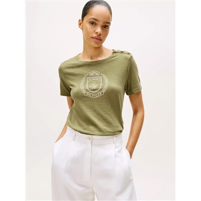 Laurel Crest Logo Slub Cotton T-Shirt