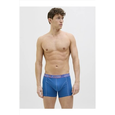 Jack & Jones Erkek Turuncu Jacpete Solid Trunks 3 Pack Boxer 12277585-Azureblue