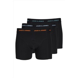 Jack & Jones Erkek Logolu Düz Renk 3'lü Boxeri Paketi - Marvin