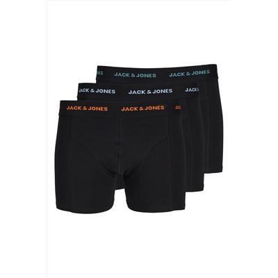 Jack & Jones Erkek Logolu Düz Renk 3'lü Boxeri Paketi - Marvin