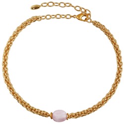 Колье Терра (розовый кварц 15мм, покрытие золото) 42-47см, Есть комплект