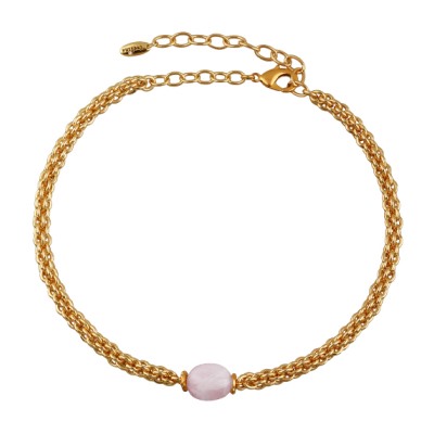 Колье Терра (розовый кварц 15мм, покрытие золото) 42-47см, Есть комплект