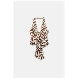 PRINTED SURPLICE HALTER TOP