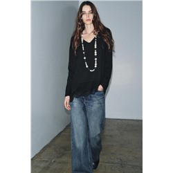 CONTRAST LACE T-SHIRT