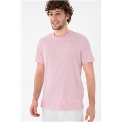 Erkek Regular Fit Bisiklet Yaka Açık Pembe Basic Tişört