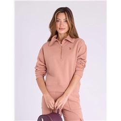 QUARTER ZIP METALLIC EMBROIDERED PULLOVER