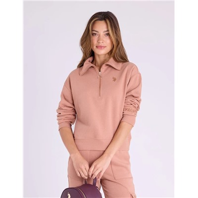 QUARTER ZIP METALLIC EMBROIDERED PULLOVER