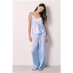 Pijama largo satén azul