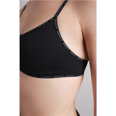 Sujetador top algodón copas extraíbles negro