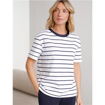 Свободная футболка в полоску из премиального хлопка с эластаном