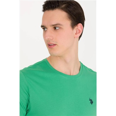 Erkek Yeşil Basic Bisiklet Yaka Tişört