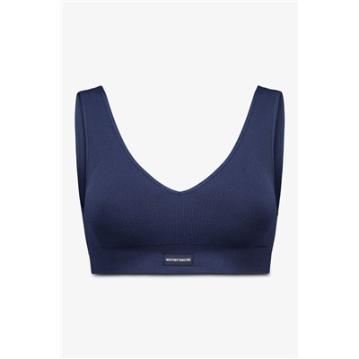 Top sin costuras LOVELY canalé azul oscuro