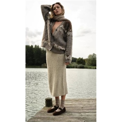 Свободный однобортный свитер-кардиган