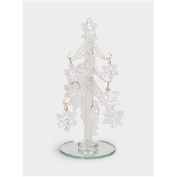 Статуэтка, 15 см, с подвесками, стекло, серебристая, Ель со снежинками, Event