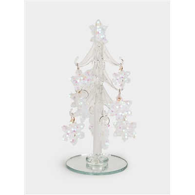 Статуэтка, 15 см, с подвесками, стекло, серебристая, Ель со снежинками, Event