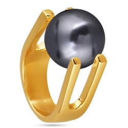 Кольцо (Майорка 14мм темно-серая; покрытие золото), Есть комплект