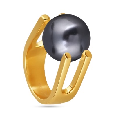 Кольцо (Майорка 14мм темно-серая; покрытие золото), Есть комплект