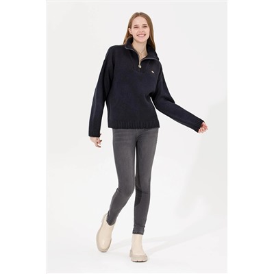 Kadın Lacivert V - Yaka Kazak