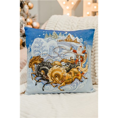 Наволочка 45х45 Дед мороз на тройке