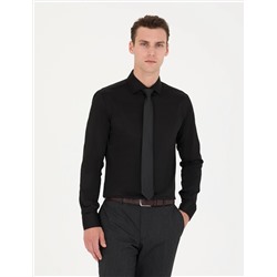 Siyah Ex. Slim Fit Uzun Kollu Klasik Gömlek