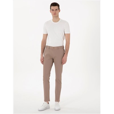 Vizon Slim Fit Beli Lastikli Kanvas Pantolon