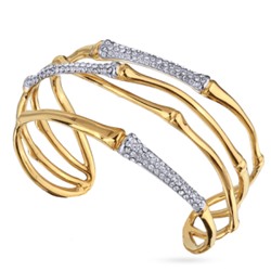 Браслет Бамбук (кристаллы белые; покрытие золото, родий), Есть комплект