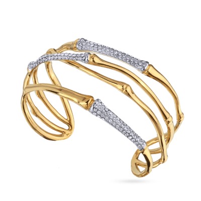 Браслет Бамбук (кристаллы белые; покрытие золото, родий), Есть комплект