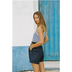 BELTED PAPER BAG BERMUDA SHORTS
