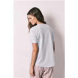 Camiseta manga corta 100% algodón azul