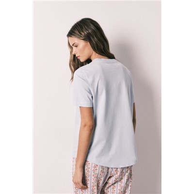 Camiseta manga corta 100% algodón azul