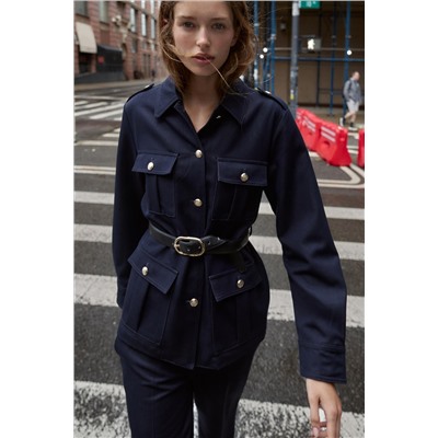 BELTED JACKET WITH PATCH POCKETS