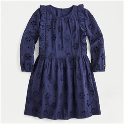 Girls' ruffle-trim eyelet dress