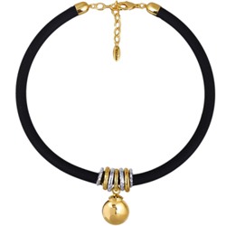 Колье Гевея (бусина 16мм, каучук черный; покрытие золото) 40-45см, Есть комплект