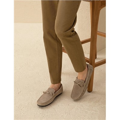 Bej %100 Deri Loafer