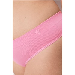 Tanga ancha canalé sin costuras coral