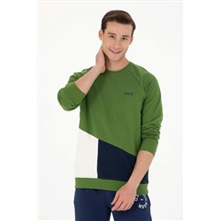 Erkek Yeşil Bisiklet Yaka Sweatshirt