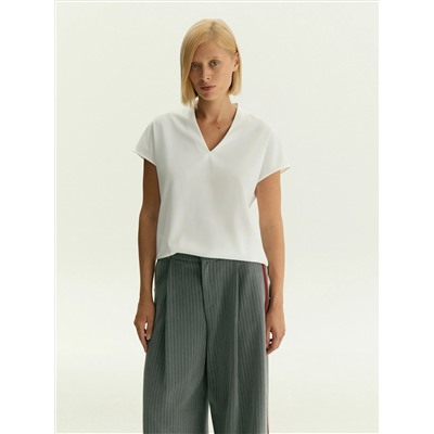 Блузка с V-образным вырезом, B2781/snowdrop