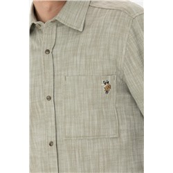 Erkek Haki Uzun Kollu Gömlek