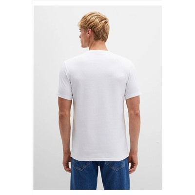 Mavi Stretch Beyaz Basic Tişört Fitted / Vücuda Oturan Kesim 061747-620