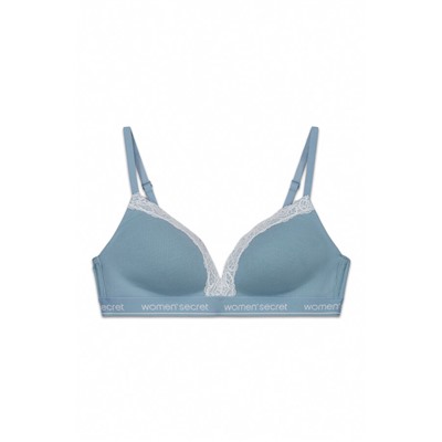 Sujetador triangular algodón canalé verde CHARMING