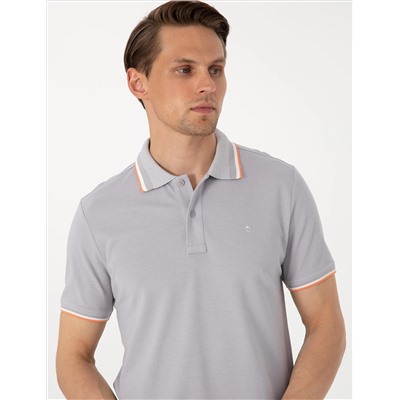 Açık Gri Slim Fit Polo Yaka Tişört