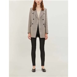 Двуборный блэйзер в гусиную лапку с карманами и отложным воротником Mang*o